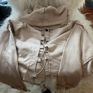 cropped hoodie with slit